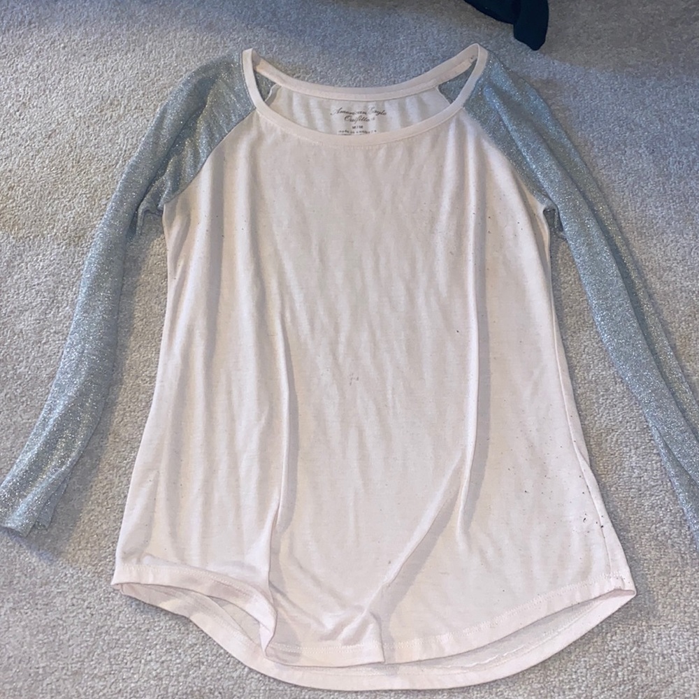 American Eagle light pink with sliver glitter